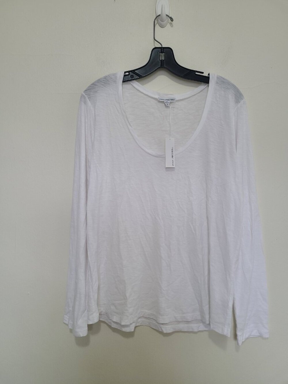 NWT James Perse Lucite White Cotton Blend Slub Long Sleeve Top size 4